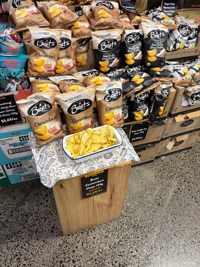 Grocery stores have chip samples. Michelle would love this.