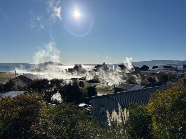 View of the Maori Village — Day 1: Rainbow Mountain & Redwoods