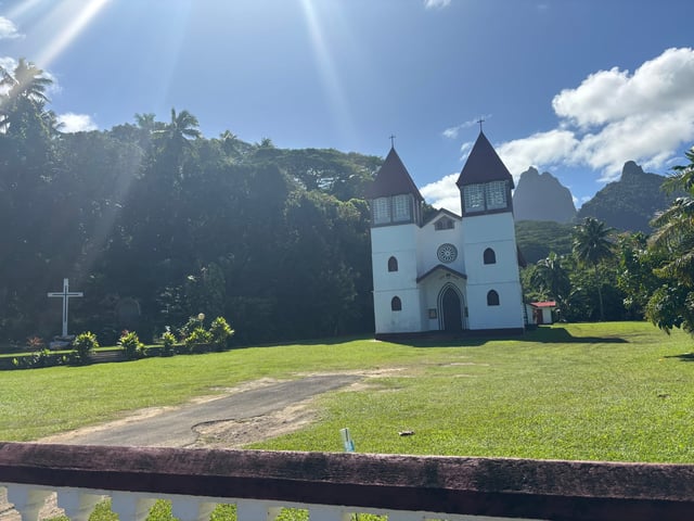 Church with mountain views — Day 2: Biking around the island